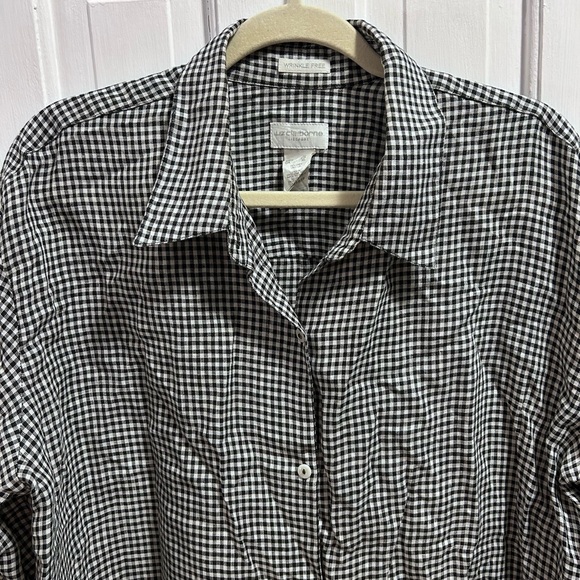 Liz Claiborne Black and White Gingham Shirt XL - Picture 3 of 7